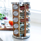 Orii 20 Jar Rotating Light Acacia Wood Spice Rack - Image 2