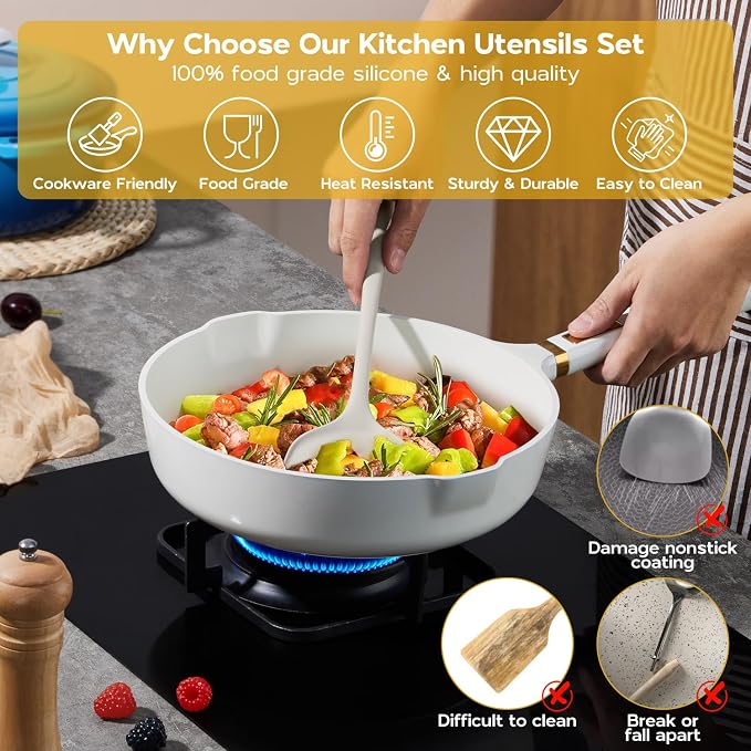 Onader Silicone Cooking Utensils Set, 6 Pieces Kitchen Utensils - Image 3