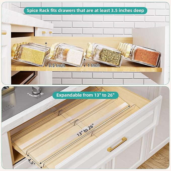 MIUKAA Acrylic Spice Drawer Organizer, 4 Tier - Image 5