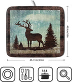 Giwawa Retro Deer Forest Cabin Silhouette Dish Drying Mat Countertop 16x18 Fall - Image 2