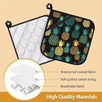 Tropical Pineapples Pot Holder Set of 2, Heat Resistant Potholders Oven Hot Pads - Image 3