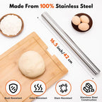 Rainspire Rolling Pins for Baking 304 Stainless Steel Dough Roller Perfect - Image 2
