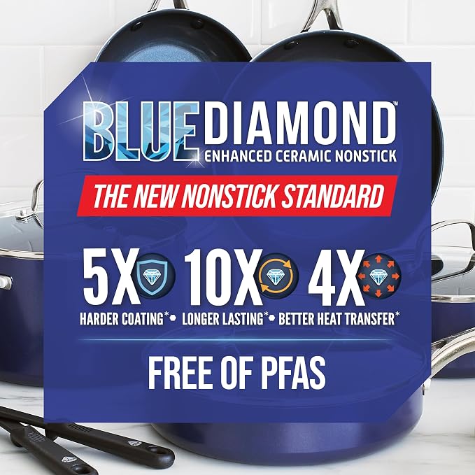 Blue Diamond 14 Piece Cookware Set, Diamond Infused PFAS & PFOA-Free Ceramic - Image 10