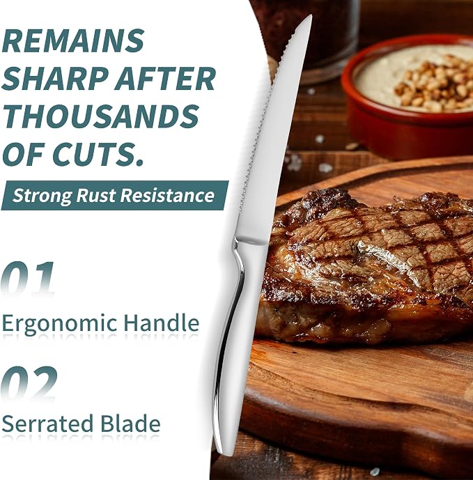 Steak Knife Set of 8, Serrated Steak Knife, Kitchen Steak Knives, Steak Knives - Image 2