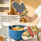 Green Frog Oven Mitts and Pot Holders Sets, Silicone Mushroom Kitchen Mitts - Image 4