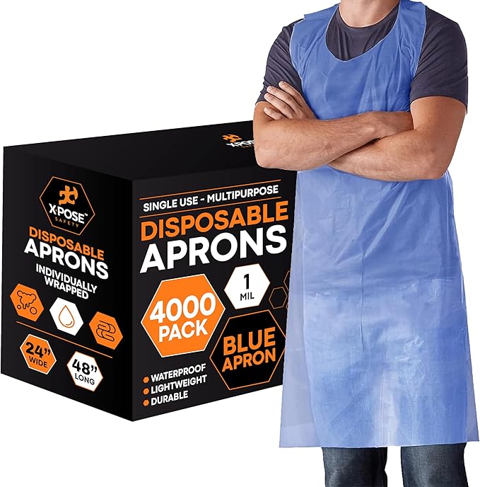 Xpose Safety 4000 Blue Plastic Disposable Aprons by XposeSafety