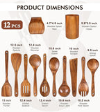 12 Pcs Teak Wooden Utensil Set - Image 3