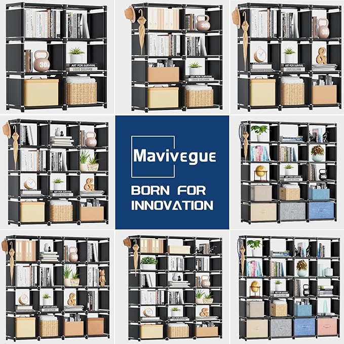 Mavivegue Book Shelf, 20 Cube Storage Organizer, DIY Bookcase, Metal Cube - Image 6