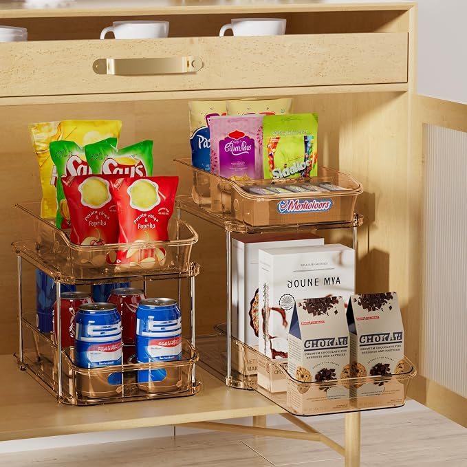 Delamu 2-Tier Under Sink Organizers and Storage, Pull Out Kitchen Pantry - Image 4