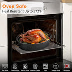 15” Roaster Pan with Lid and Rack, Small Enamel Roaster Pan with Oval Roasting - Image 4