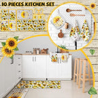 Fourluoo 10 Pcs Sunflower Kitchen Decor Set Butterfly Towels and Rugs Oven - Image 2