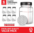 6 Pack 14 oz Plastic Spice Jars, Empty Seasoning Containers - Image 2