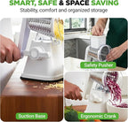 NutriChef 3 in 1 Cheese Grater & Shredder | Strong Suction Base, Rotary Handle - Image 7