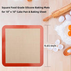 Square Silicone Baking Mats for 10 Inch Cake Pan, 9.65"Square Food Grade - Image 2