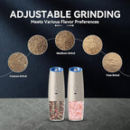 UNNEES Rechargeable Electric Salt and Pepper Grinder set of 2, gravity electric - Image 3