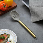 Berglander Non-stick Silicone Slotted Spoon, Titanium Gold Plated Handle - Image 2
