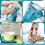 Fourluoo 10 Pcs Landscape Kitchen Dish Towels Rugs Oven Mitts and Pot Holders - Image 6