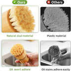 SUBEKYU Bamboo Dish Scrub Brushes, Kitchen Wooden Cleaning Scrubbers Set - Image 4