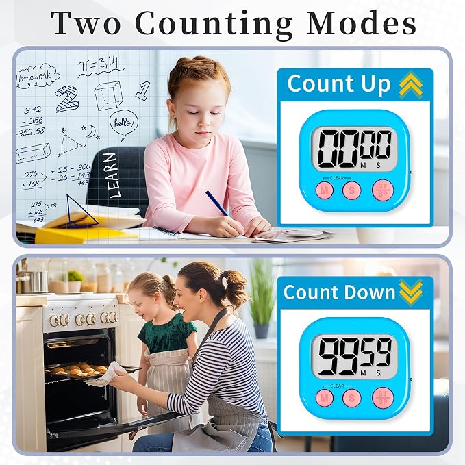 ZILLEEN 6 Pack Kitchen Timers for Cooking Digital Classroom Timers for Kids - Image 4
