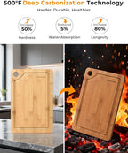 Bamboo Cutting Board for Kitchen, Knife-Friendly Wooden Cutting Boards Set - Image 2