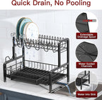 2 Tier Black Dish Drainer Drying Rack - Image 4