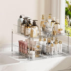 Vtopmart 2 Tier Bathroom Storage Organizer, 2 Pack Clear Under Sink Organizers - Image 7