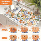 LOKHOM Scalloped Floral Dish Drying Mat, Cuttable Hide Stain Non-slip Drying Mat - Image 3