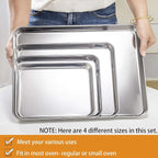 P&P CHEF 16 + 12.5 + 10.4 + 9 Inch Baking Sheet and Rack Set, Oven & Dishwasher - Image 2