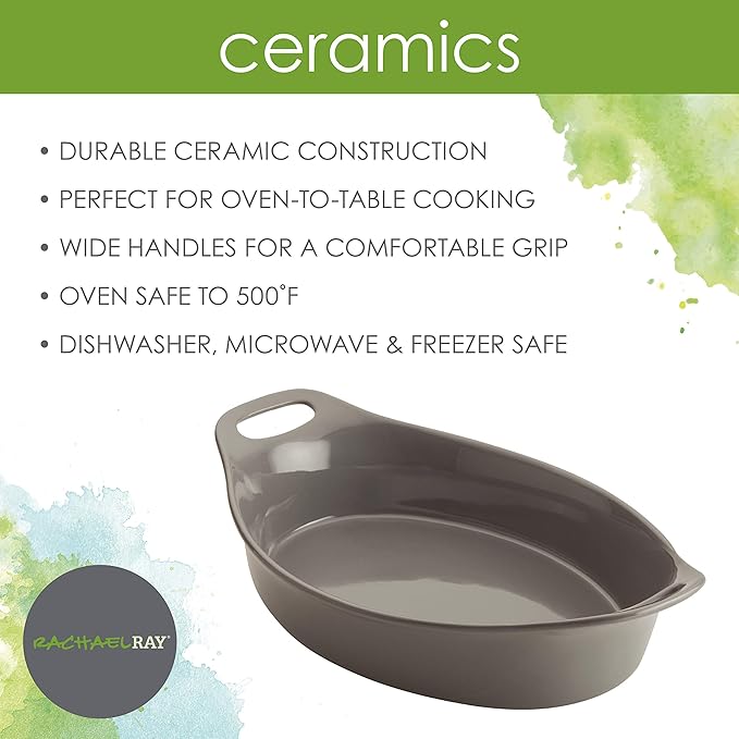 Rachael Ray Solid Glaze Ceramics Bakeware / Baking Pan, Oval - Image 5