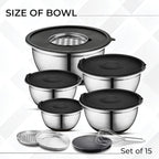 AVADOR Premium Brushed Stainless Steel Mixing Bowls Sets, Space Saving - Image 2