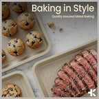 Diamond Bottom Cookie Sheet Set of 2, Nonstick White Marble Carbon Steel Baking - Image 8