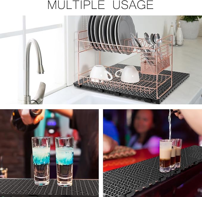 Tioncy 6 Pcs Bar Countertop Supplies Interlocking Mats 12 x 12 Inch Rubber - Image 6