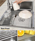 Tomorotec 17.7" x 12.5" Roll Up Dish Drying Rack Over Sink Drying Rack Sink - Image 2