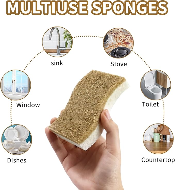 Natural Kitchen Sponges, Biodegradable & Compostable | Non-Scratch Cellulose - Image 6