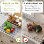 Large Stone Dish Drying Mat for Kitchen Counter, Collapsible Quick Dry Stone - Image 6