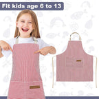 2 Pack Stripes Kids Apron, Kids Cooking Aprons - Image 4