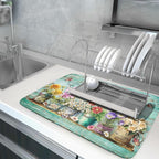 Spring Floral Rustic Dish Drying Mat - Image 5