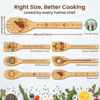 CUTHOLLOW 6PCS Magic Witch and Broom Wooden Kitchen Cooking Utensil Set - Image 2