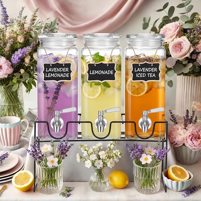 3 Pack 80 oz Tall Glass Drink Dispenser by RimCereal