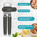 Ultrean Manual Can Opener Bottle Opener, Heavy Duty Stainless Steel Smooth Edge - Image 2