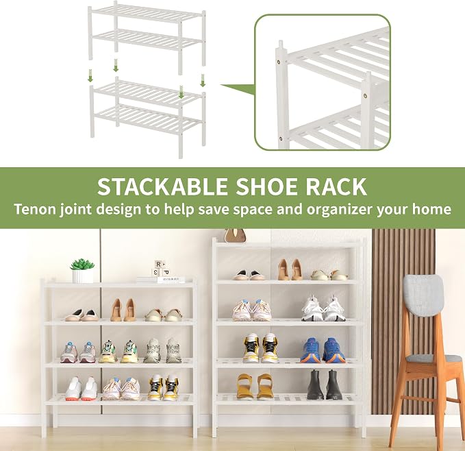 ROMGUAR CRAFT 4 Tier Bamboo Shoe Rack - Image 5