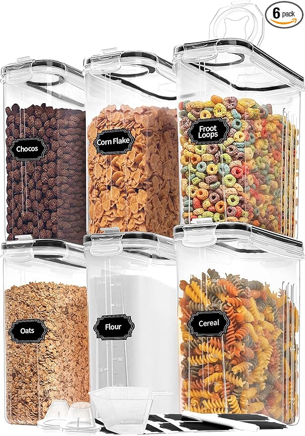 Skroam Cereal Containers Storage of 6, Airtight Food Storage Containers by Skroam