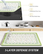 Rnivvi Dish Drying Mat for Kitchen Counter, 12 x 19" Cute Flower Theme Super - Image 4