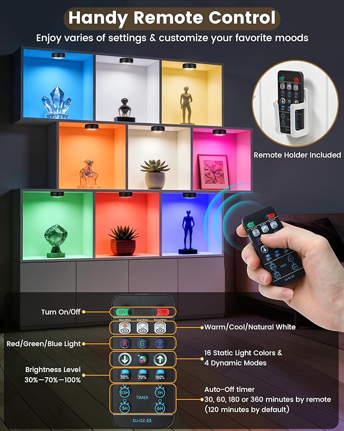 Puck Lights with Remote Control, Battery Operated Wireless LED Under Cabinet - Image 3