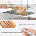 Wooden Spoons For Cooking, 6 Pieces Natural Acacia Wooden Cooking Utensils or - Image 4
