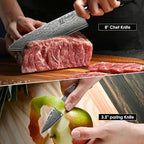 KEEMAKE Damascus Kitchen Knife Set, Elegant Box - Image 6