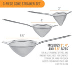 U.S. Kitchen Supply Set of 3 Stainless Steel Conical Strainers - Image 3