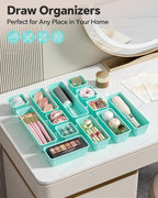 Canfanni 13 Pack Plastic Drawer Organizers Set, 3 Sizes Desk Drawer Organizer - Image 6
