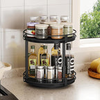Snughome Lazy Susan Spice Rack, 2 Tier Rotating Spice Rack, Wood Lazy Susan - Image 3