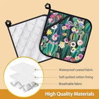 Blooming Cactus Succulents Flowers Pot Holder Set of 2, Heat Resistant - Image 3